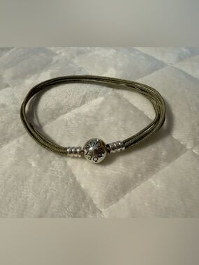 Retired Pandora Taupe Multi-Strand Bracelet